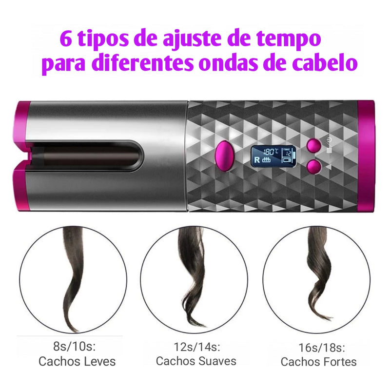 Modelador de cabelo automático sem fio com cerâmica embutida