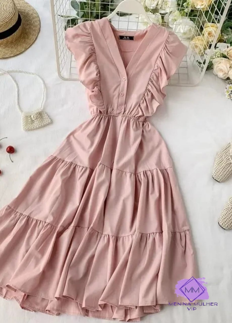 Vestido ''M Mulher'' com Babados Decote em V