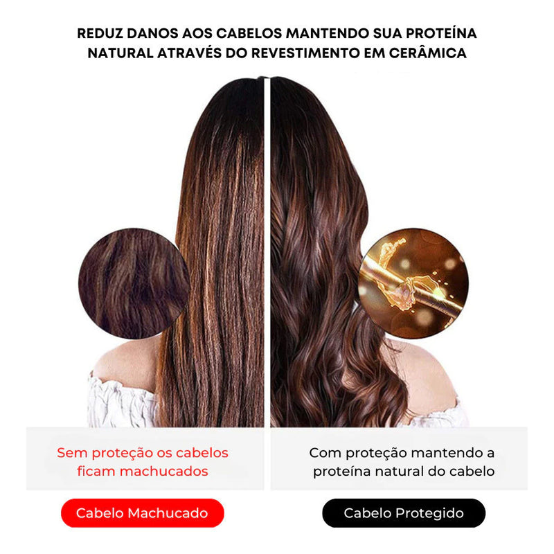 Modelador de cabelo automático sem fio com cerâmica embutida